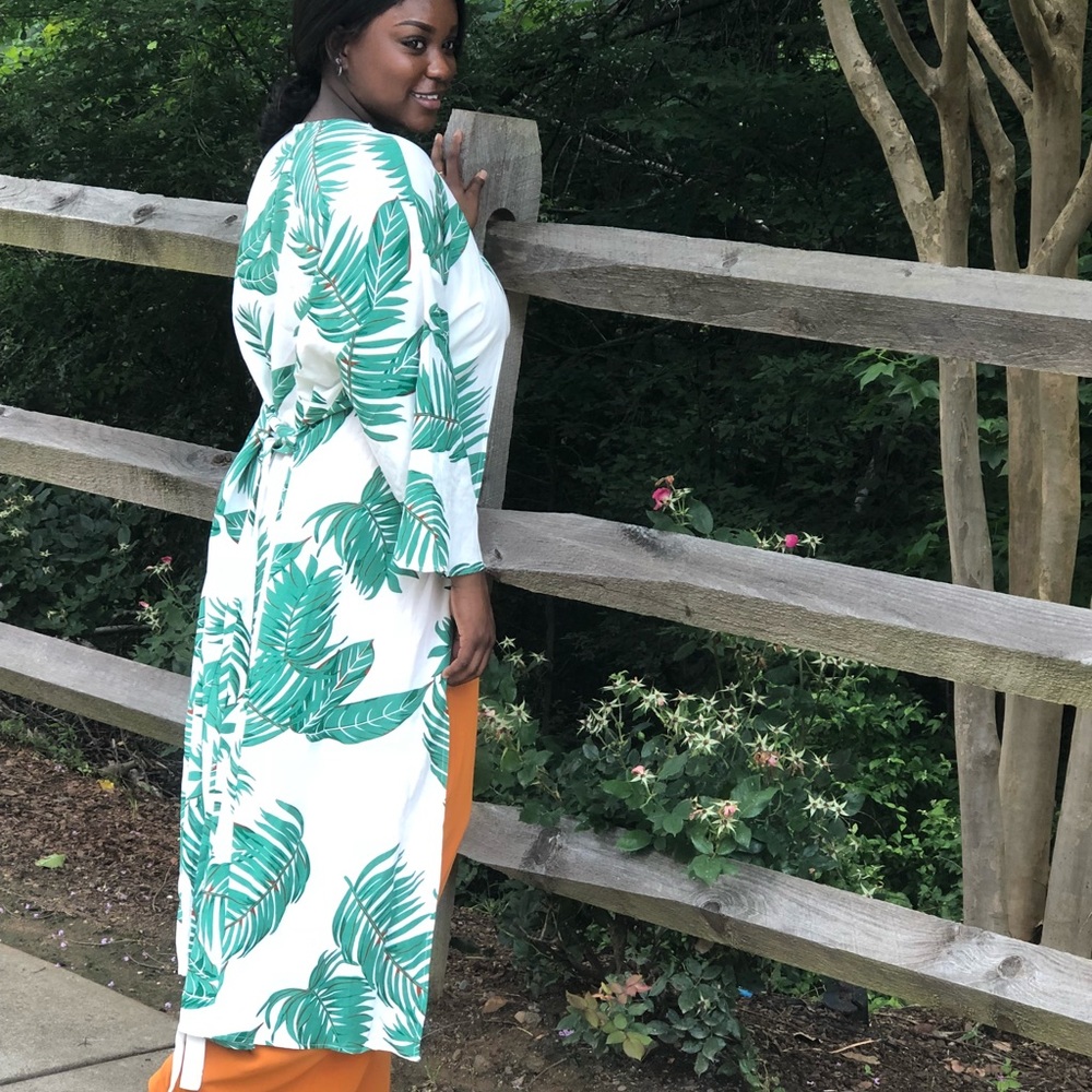 Palm print kimono